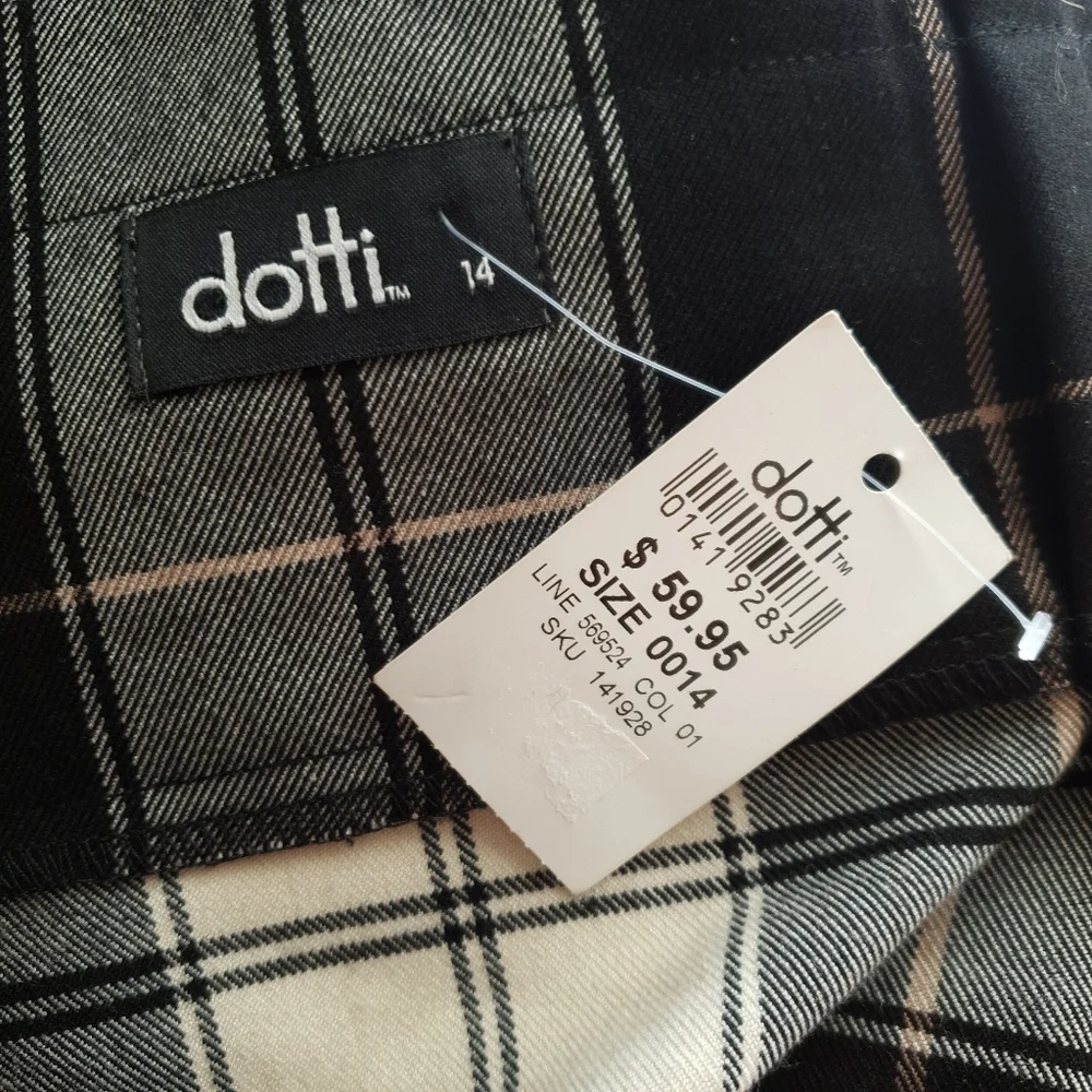 NWT AU 14 Dotti Black White Plaid Midi Belt Wrap Skirt - Picture 2 of 16